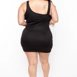 Curvy Sense Plus Size Romina Tank Bodycon Dress - Black