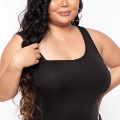 Curvy Sense Plus Size Romina Tank Bodycon Dress - Black