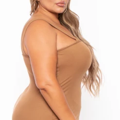 Curvy Sense Dresses Plus Size Romina Tank Bodycon Dress - Mocha