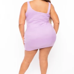 Curvy Sense Plus Size Romina Tank Bodycon Dress - Violet
