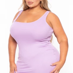 Curvy Sense Plus Size Romina Tank Bodycon Dress - Violet