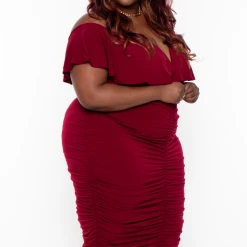 Curvy Sense Plus Size Roni Ruched Bodycon Dress - Burgundy Back In Stock 9 Curvy Sense Plus Size Roni Ruched Bodycon Dress - Burgundy Back In Stock