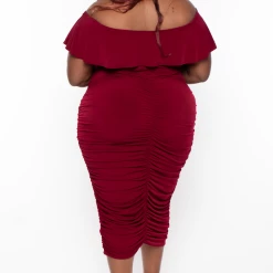 Curvy Sense Plus Size Roni Ruched Bodycon Dress - Burgundy Back In Stock 11 Curvy Sense Plus Size Roni Ruched Bodycon Dress - Burgundy Back In Stock