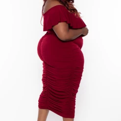 Curvy Sense Plus Size Roni Ruched Bodycon Dress - Burgundy Back In Stock 10 Curvy Sense Plus Size Roni Ruched Bodycon Dress - Burgundy Back In Stock