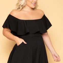 Curvy Sense Plus Size Rosabel Dress- Black New Arrivals