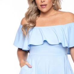 Curvy Sense New Arrivals Plus Size Rosabel Dress- Light Blue