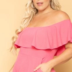 Curvy Sense Plus Size Rosabel Dress- Pink