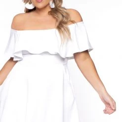 Curvy Sense Plus Size Rosabel Dress- White New Arrivals
