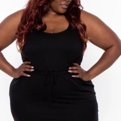Curvy Sense Plus Size Rosi Tank Mini Dress - Black Dresses