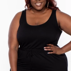 Curvy Sense Plus Size Rosi Tank Mini Dress - Black Dresses