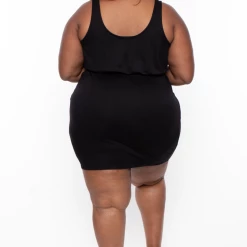 Curvy Sense Plus Size Rosi Tank Mini Dress - Black Dresses