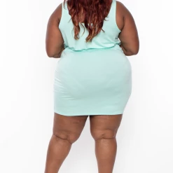 Curvy Sense Dresses Plus Size Rosi Tank Mini Dress - Mint