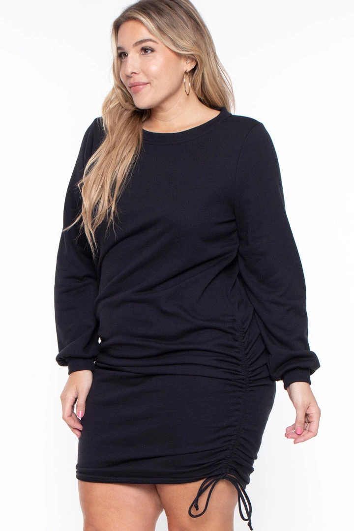 Curvy Sense Plus Size Rue Sweatshirt Dress- Black Dresses 5 Curvy Sense Plus Size Rue Sweatshirt Dress- Black Dresses