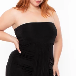 Curvy Sense Party Shop Plus Size Rylee Front Drape Dress - Black 11 Curvy Sense Party Shop Plus Size Rylee Front Drape Dress - Black