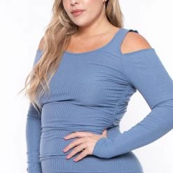 Curvy Sense Plus Size Sadie Bodycon Dress - Blue