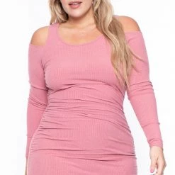 Curvy Sense Plus Size Sadie Bodycon Dress - Pink