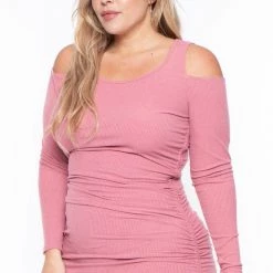 Curvy Sense Plus Size Sadie Bodycon Dress - Pink