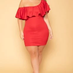 Curvy Sense Plus Size Saia Bodycon Dress - Red New Arrivals