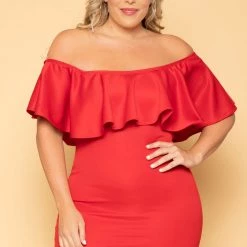 Curvy Sense Plus Size Saia Bodycon Dress - Red New Arrivals 9 Curvy Sense Plus Size Saia Bodycon Dress - Red New Arrivals
