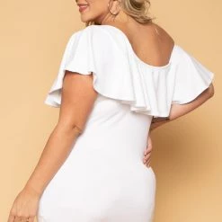 Curvy Sense Plus Size Saia Bodycon Dress - White New Arrivals 11 Curvy Sense Plus Size Saia Bodycon Dress - White New Arrivals