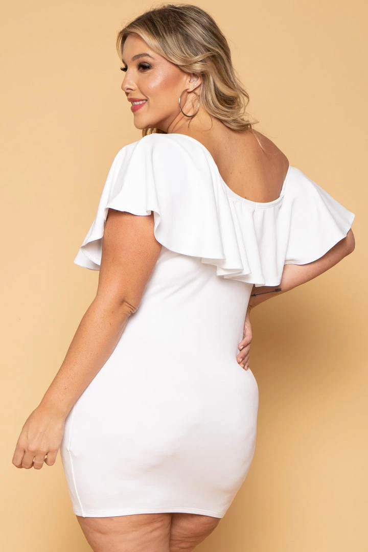 Curvy Sense Plus Size Saia Bodycon Dress - White New Arrivals 7 Curvy Sense Plus Size Saia Bodycon Dress - White New Arrivals