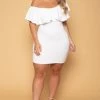 Curvy Sense Plus Size Saia Bodycon Dress - White New Arrivals 1 Curvy Sense Plus Size Saia Bodycon Dress - White New Arrivals