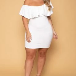 Curvy Sense Plus Size Saia Bodycon Dress - White New Arrivals