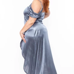 Curvy Sense Plus Size Sam Glitter Cold Shoulder Dress - Grey Dresses