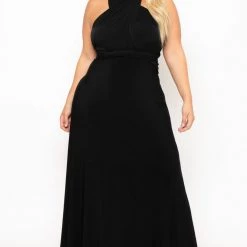 Curvy Sense Plus Size Sashay Infinity Convertible Dress- Black Back In Stock
