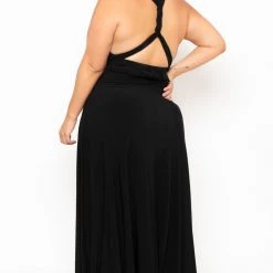 Curvy Sense Plus Size Sashay Infinity Convertible Dress- Black Back In Stock