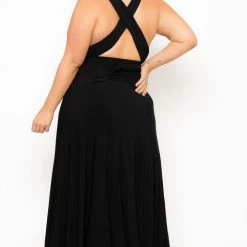 Curvy Sense Plus Size Sashay Infinity Convertible Dress- Black Back In Stock