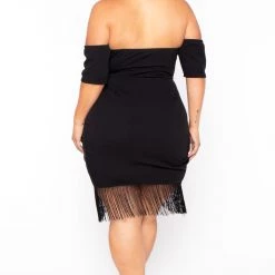 Curvy Sense Party Shop Plus Size Senorita Fringe Dress - Black 9 Curvy Sense Party Shop Plus Size Senorita Fringe Dress - Black