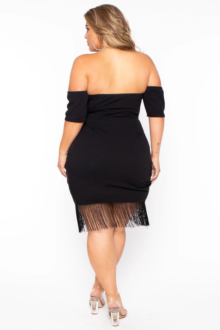Curvy Sense Party Shop Plus Size Senorita Fringe Dress - Black 5 Curvy Sense Party Shop Plus Size Senorita Fringe Dress - Black