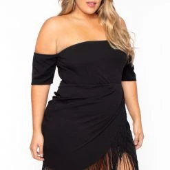 Curvy Sense Party Shop Plus Size Senorita Fringe Dress - Black