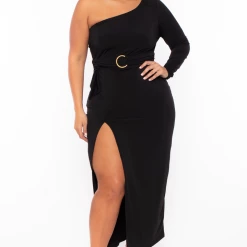Curvy Sense Plus Size Alana Belted Dress - Black Back In Stock