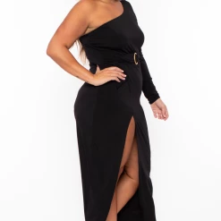 Curvy Sense Plus Size Alana Belted Dress - Black Back In Stock