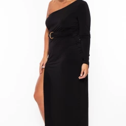 Curvy Sense Plus Size Alana Belted Dress - Black Back In Stock