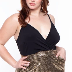 Curvy Sense Back In Stock Plus Size Sheri Geometric Skirt Dress - Black