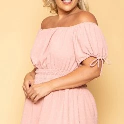 Curvy Sense Plus Size Sienna Swiss Dot Dress - Pink New Arrivals