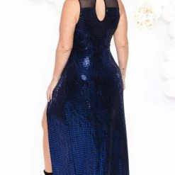 Curvy Sense Plus Size Siren Shimmer Dress- Blue Party Shop