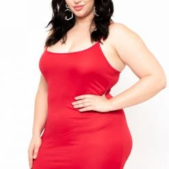 Curvy Sense Plus Size Slip Dress - Red 7 Curvy Sense Plus Size Slip Dress - Red