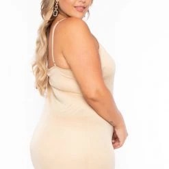 Curvy Sense Back In Stock Plus Size Slip Dress- Tan 9 Curvy Sense Back In Stock Plus Size Slip Dress- Tan