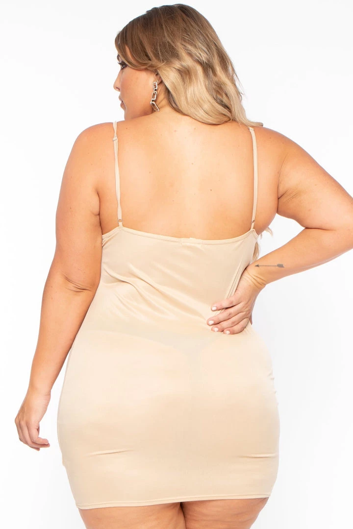 Curvy Sense Back In Stock Plus Size Slip Dress- Tan 4 Curvy Sense Back In Stock Plus Size Slip Dress- Tan