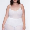 Curvy Sense Dresses Plus Size Take A Look Fishnet Hacci Shorts - White