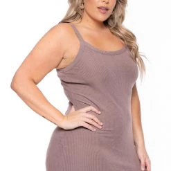 Curvy Sense Plus Size Tess Ribbed Maxi Dress - Mocha New Arrivals