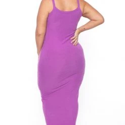 Curvy Sense Plus Size Tess Ribbed Maxi Dress - Purple