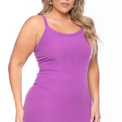 Curvy Sense Plus Size Tess Ribbed Maxi Dress - Purple