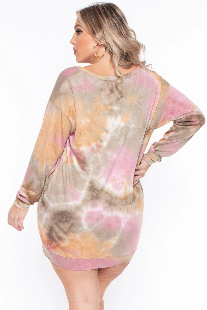 Curvy Sense Plus Size Tie-Dye Sweatshirt Dress - Olive Dresses 7 Curvy Sense Plus Size Tie-Dye Sweatshirt Dress - Olive Dresses