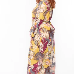 Curvy Sense Plus Size Tropical Print Mesh Maxi Cover-up Dress - Multi