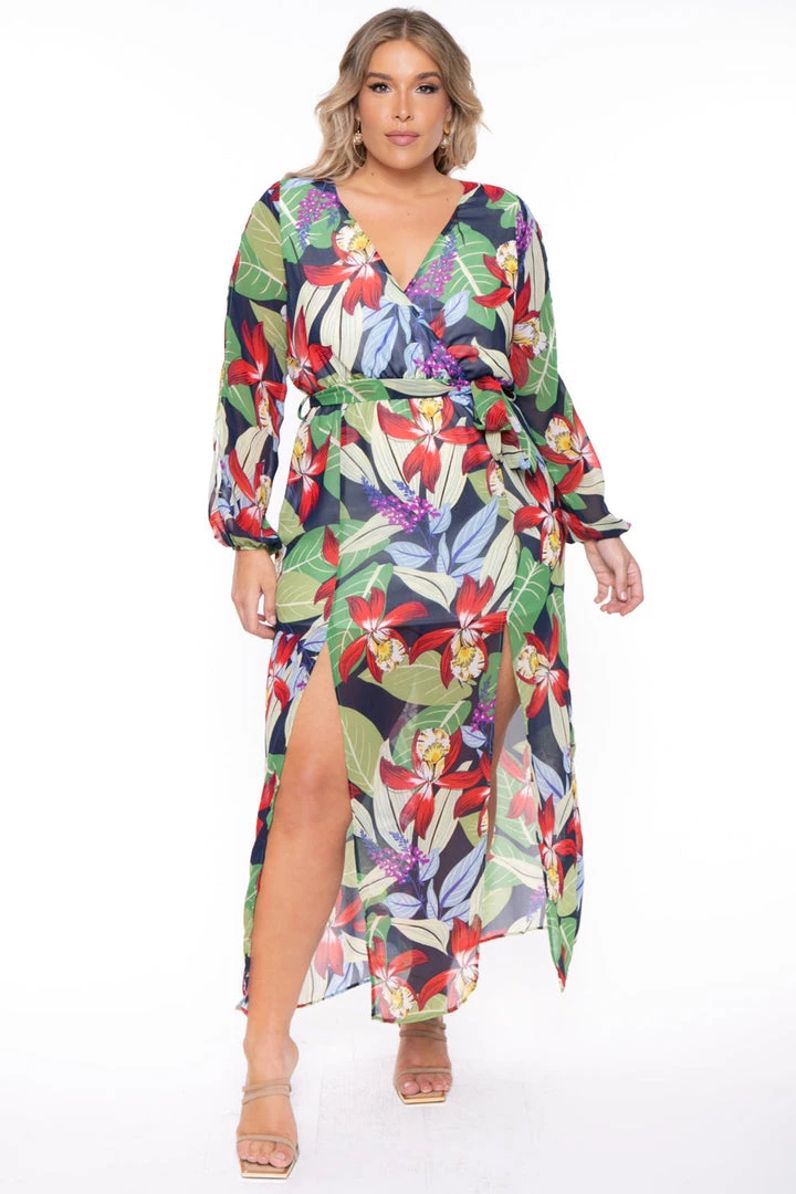 Curvy Sense Plus Size Tropical Vibes Maxi Dress - Multi New Arrivals 3 Curvy Sense Plus Size Tropical Vibes Maxi Dress - Multi New Arrivals